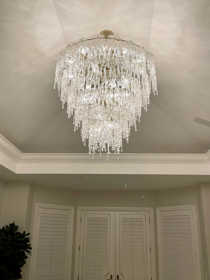 Aletta Melting Drop Crystal Glass Round Chandelier