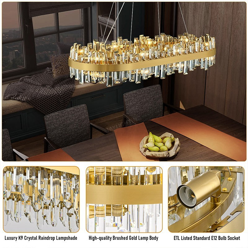 Titan Grace Rectangular Crystal Chandelier 36"L