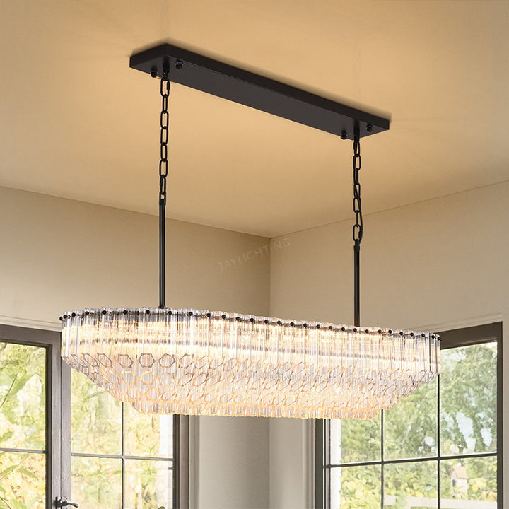 Oblique Plum Rectangular Chandelier 43"L