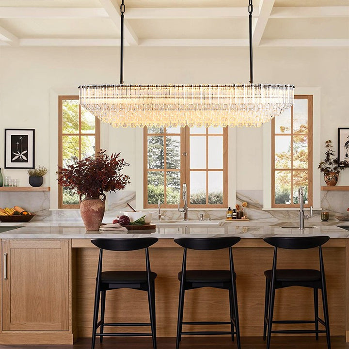 Oblique Plum Rectangular Chandelier 43"L