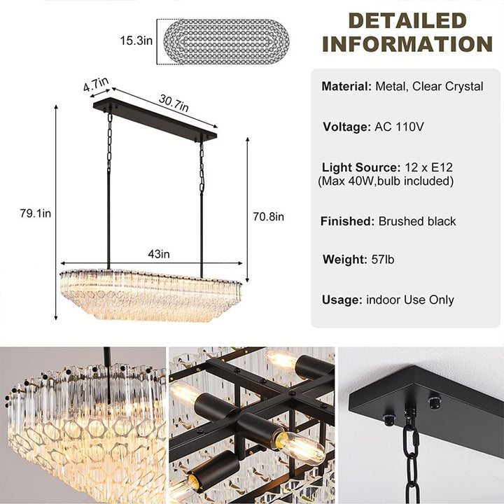 Oblique Plum Rectangular Chandelier 43"L