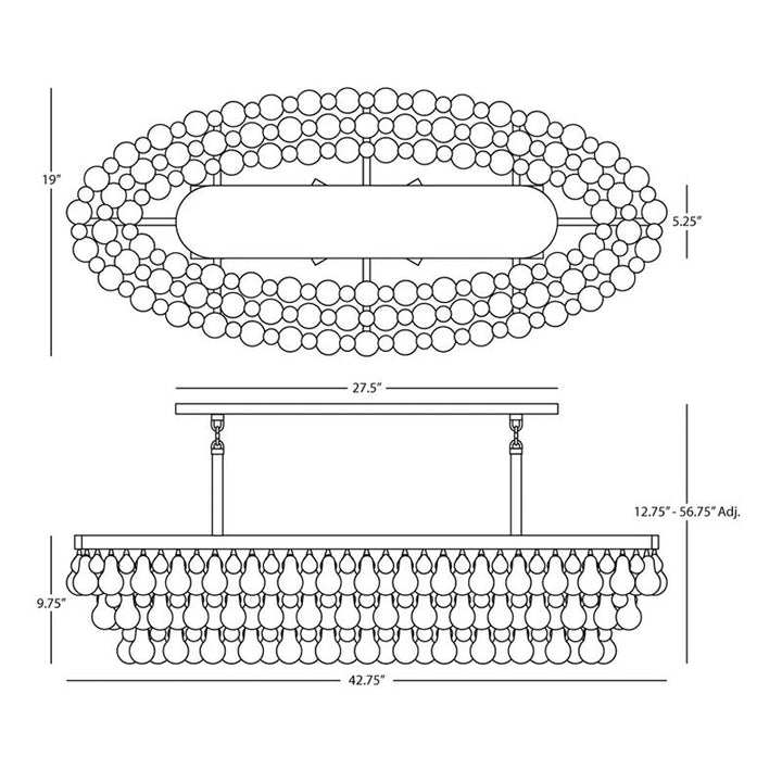 Abee Waterdrop Oval Chandelier 43"