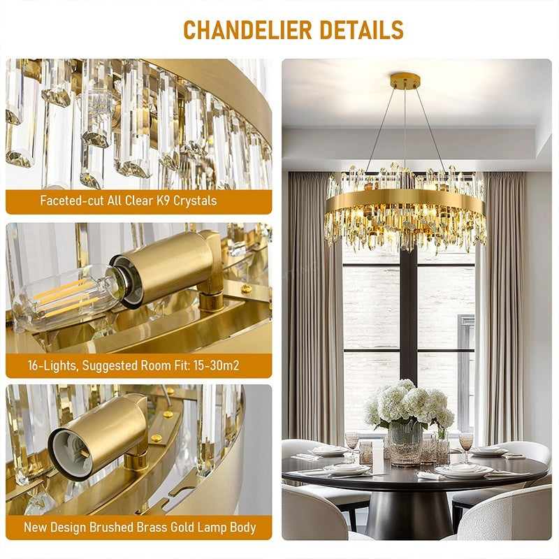 Titan Grace Round Crystal Chandelier 40"D