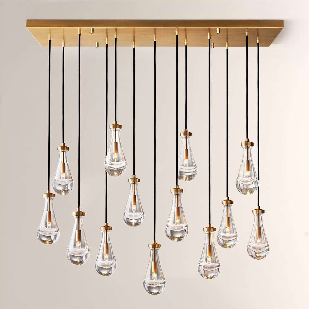 Teardrop Rectangular Chandelier 54"