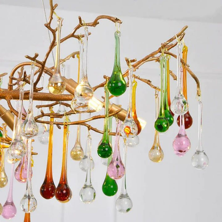 Runl Colorful Crystal Linear Branch Chandelier