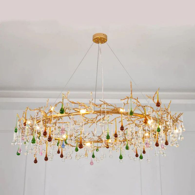 Runl Colorful Crystal Raindrop Branch Chandelier