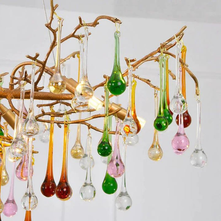 Runl Colorful Crystal Raindrop Branch Chandelier