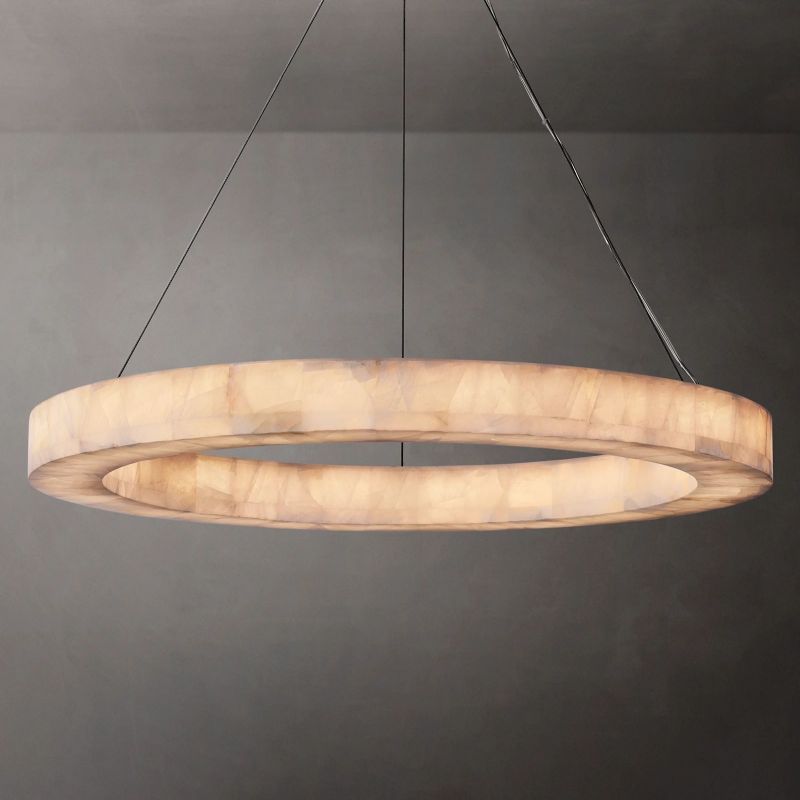 Alabaster Riven Round Chandelier 40"