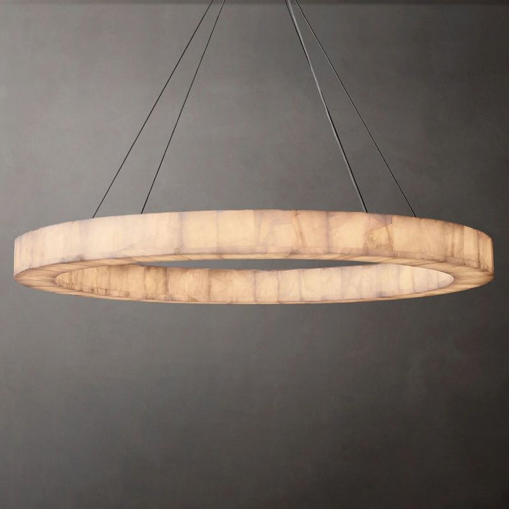 Alabaster Riven Round Chandelier 60"