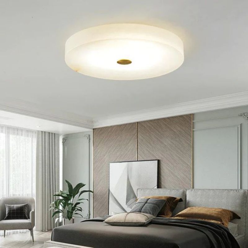 Alabaster Flush Mounted Round Led Chandelier