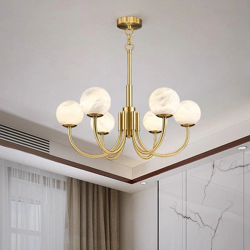 Alabaster Modern Brass Chandelier