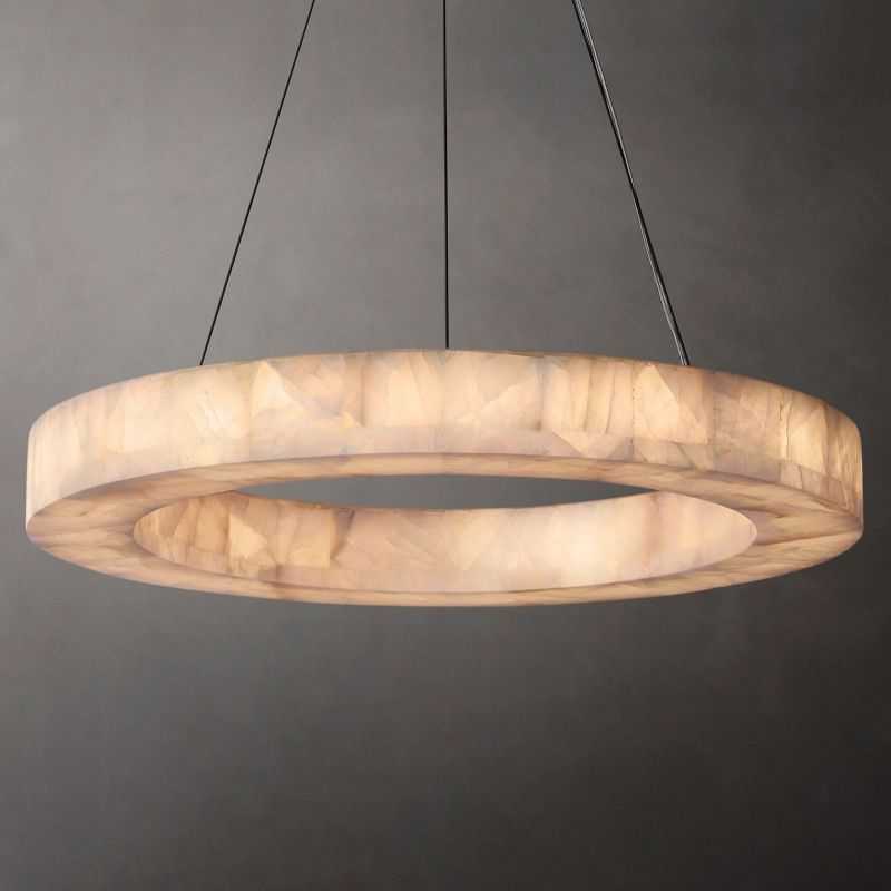 Alabaster Riven Round Chandelier 31"