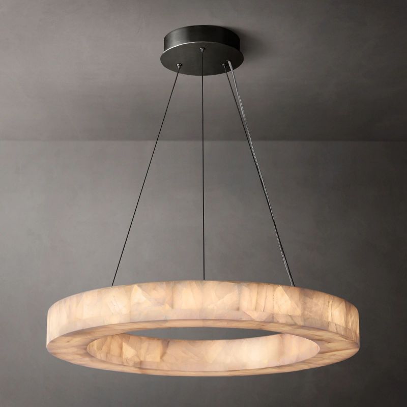 Alabaster Riven Round Chandelier 31"