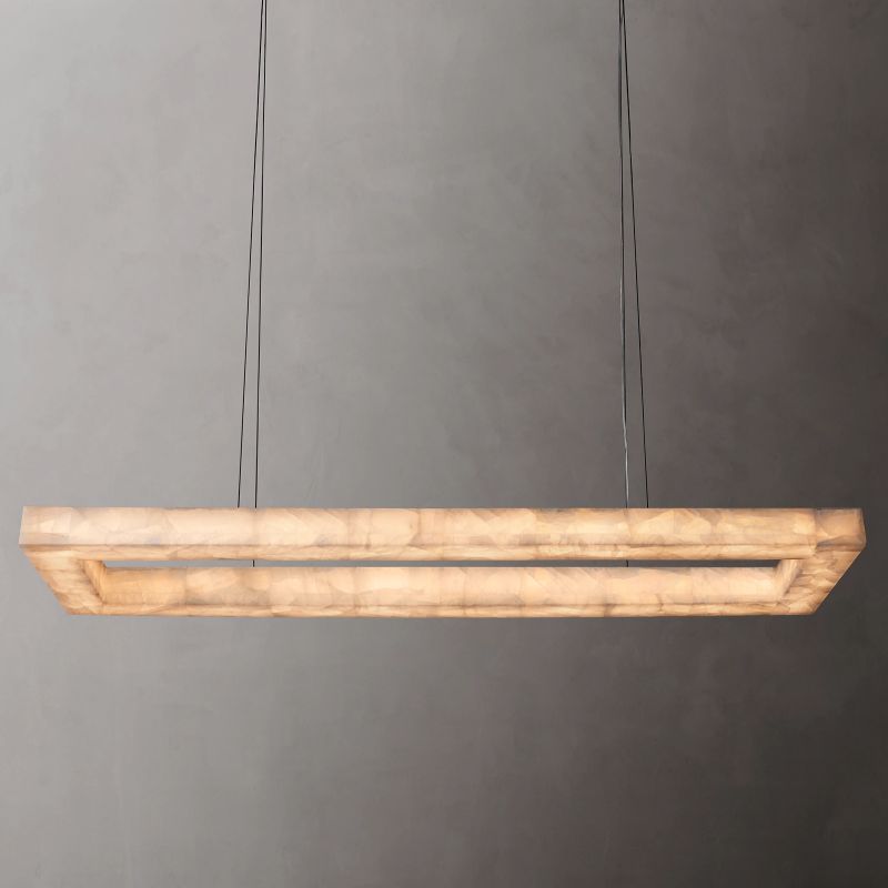 Alabaster Riven Rectangular Chandelier 72"