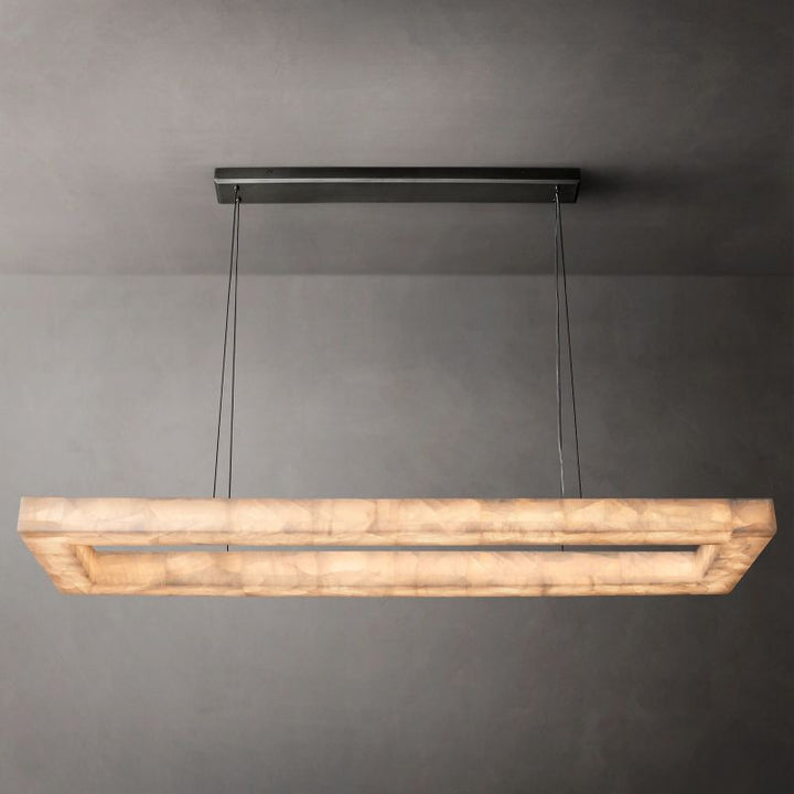 Alabaster Riven Rectangular Chandelier 72"