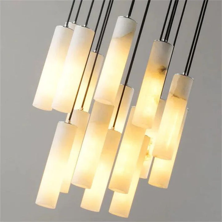 Alabaster Modern Cylindrical Round Chandelier