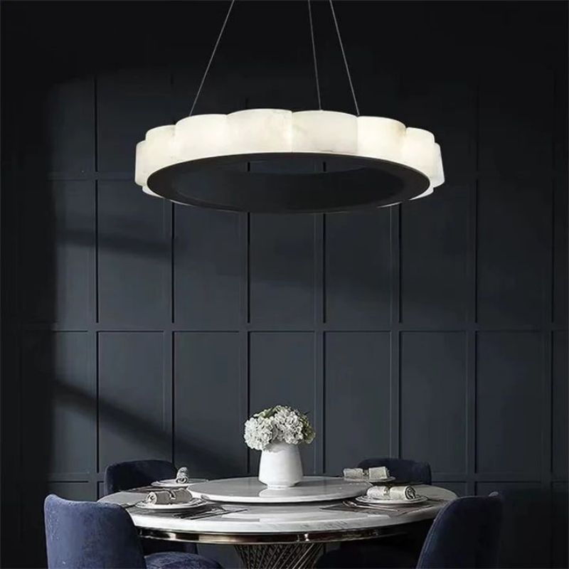 Alabaster Black Round Chandelier