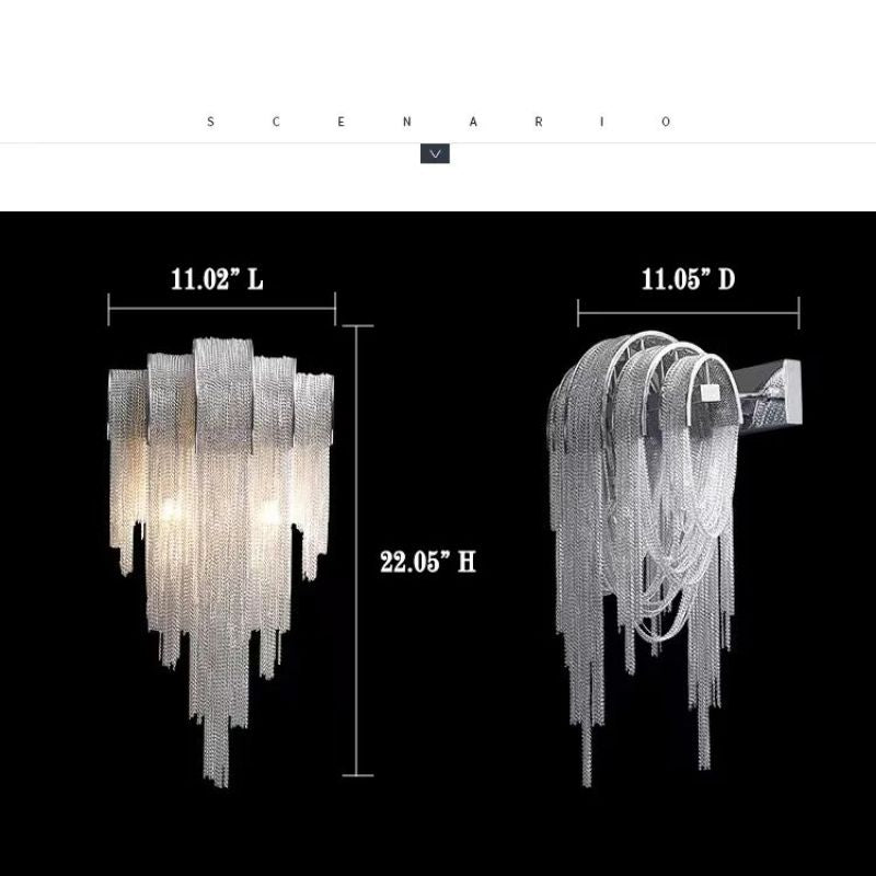 Aluminum Chain Tassel Modern Wall Sconce