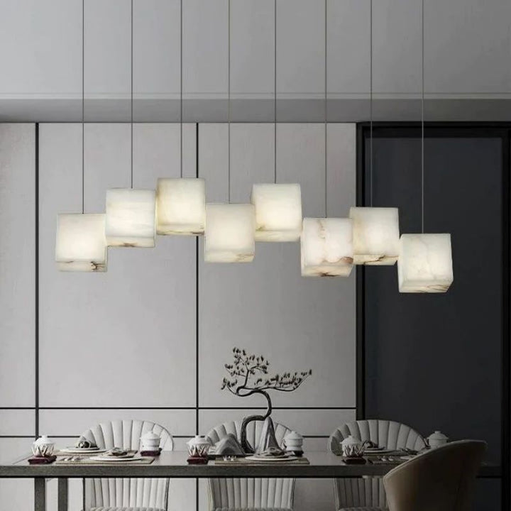 Alabaster Cubic Rectangular Chandelier