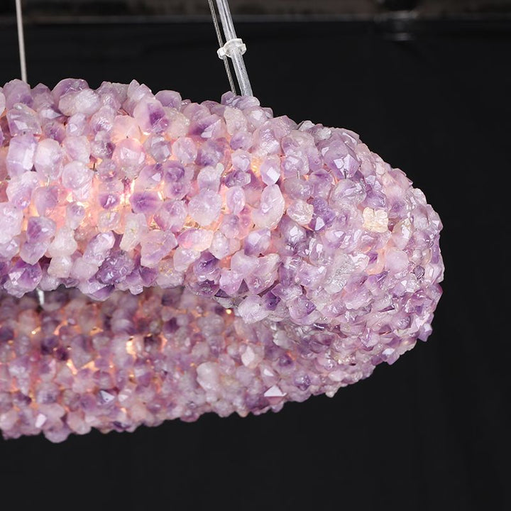 Purple Primary Crystal Cluster Round Chandelier