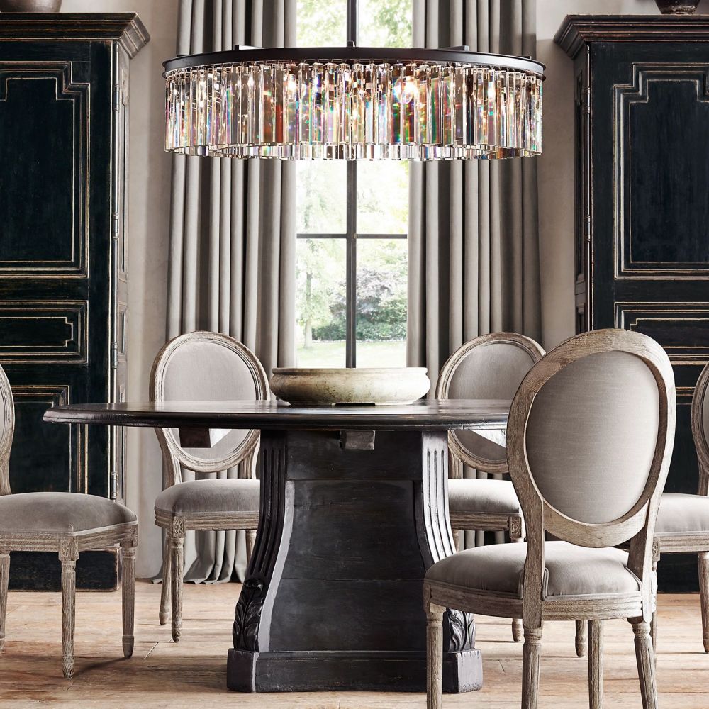 Ryan Round Triangular Crystal Chandelier 43"D