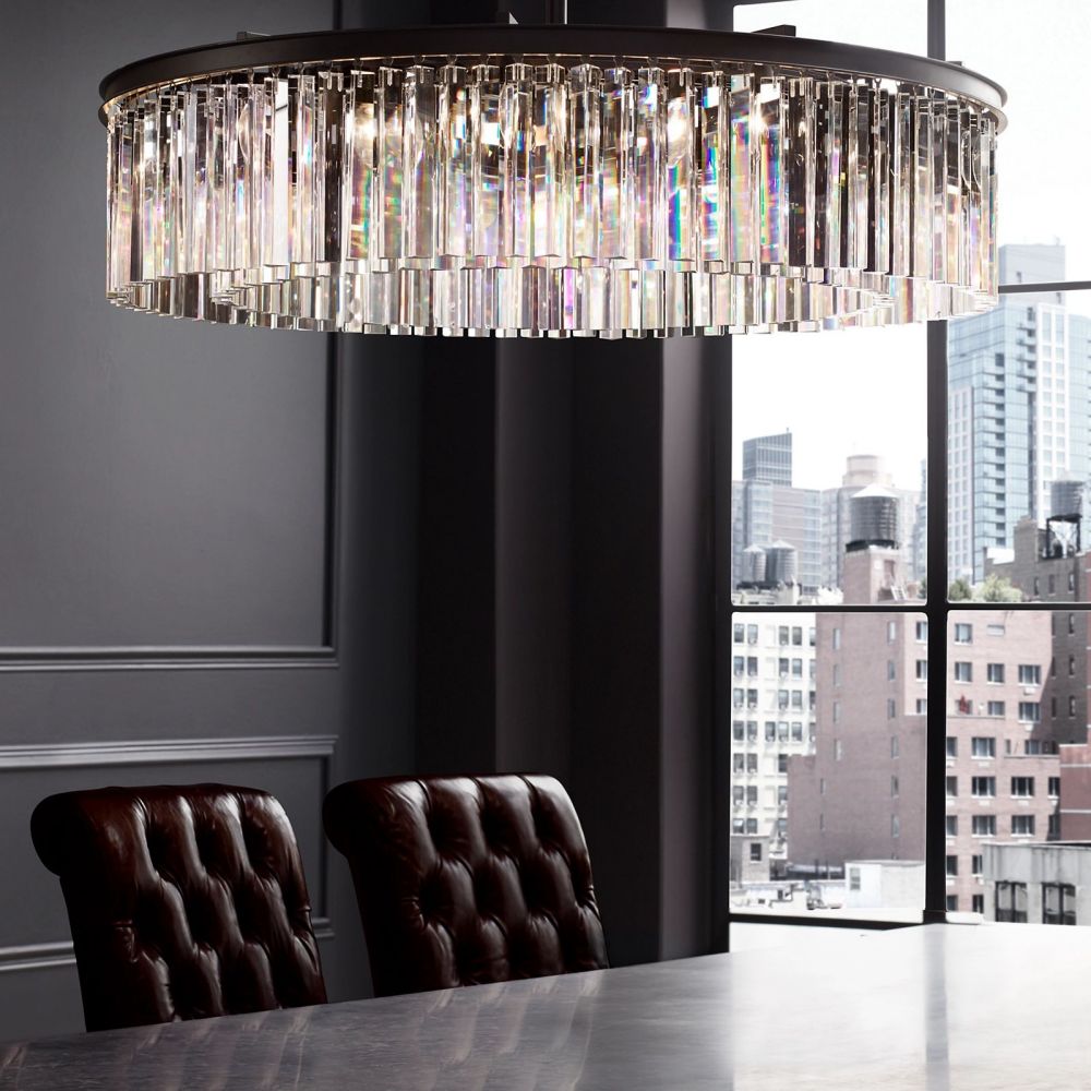 Ryan Round Triangular Crystal Chandelier 43"D