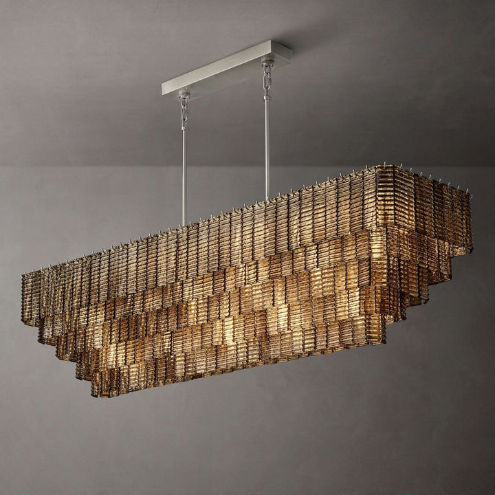 Samurai Smoke Rectangle Chandelier 77"W