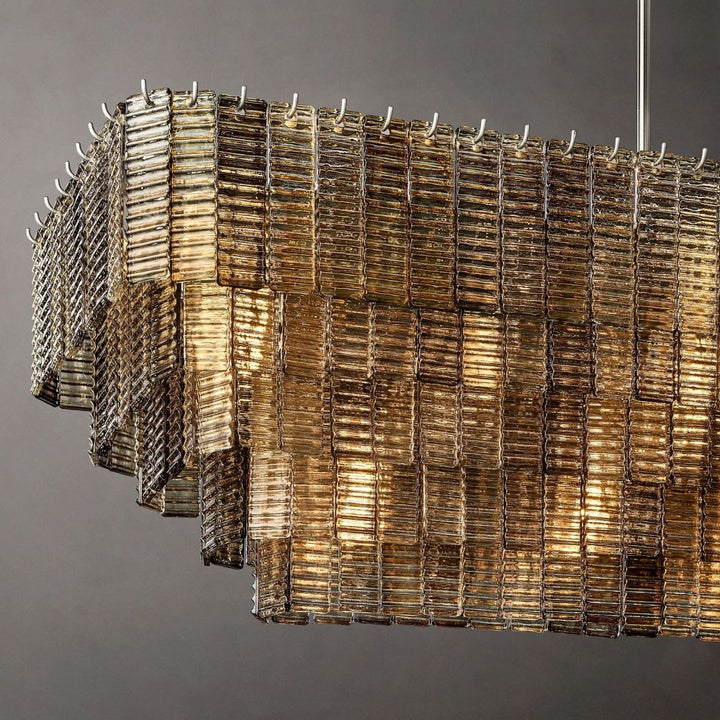 Samurai Smoke Rectangle Chandelier 77"W