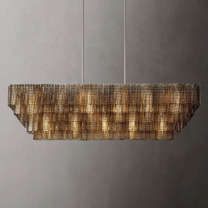 Samurai Smoke Rectangle Chandelier 77"W