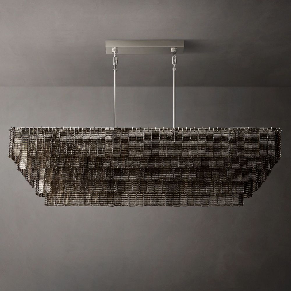 Samurai Smoke Rectangle Chandelier 77"W