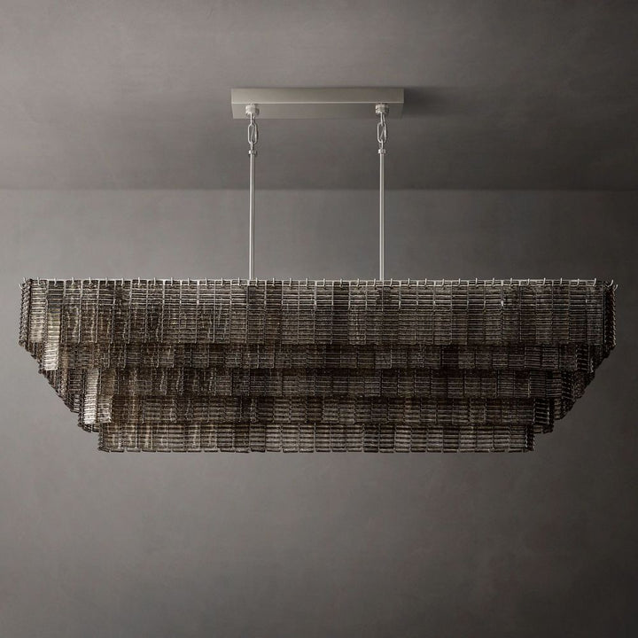 Samurai Smoke Rectangle Chandelier 77"W