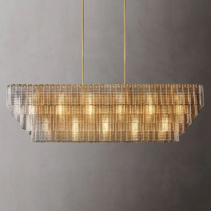 Samurai Clear Rectangle Chandelier 77"W