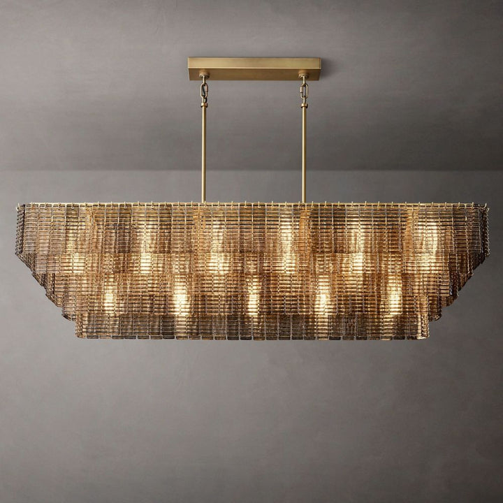 Samurai Smoke Rectangle Chandelier 77"W