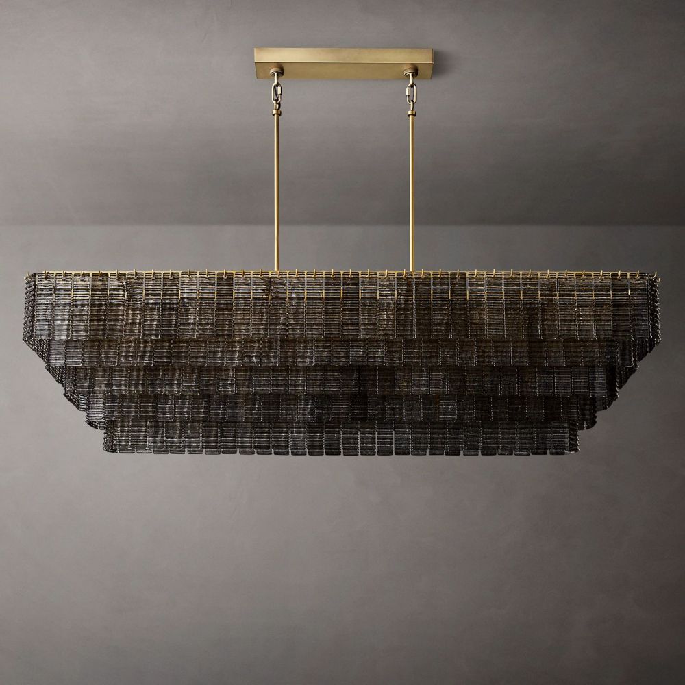 Samurai Smoke Rectangle Chandelier 77"W