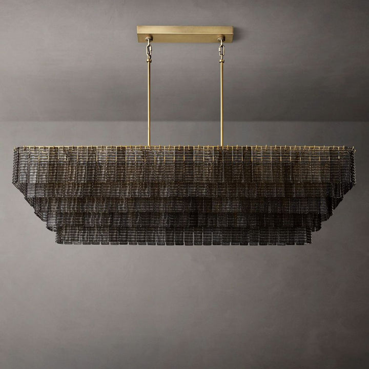 Samurai Smoke Rectangle Chandelier 77"W
