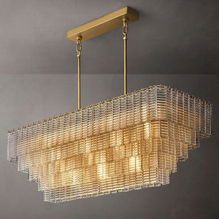 Samurai Clear Rectangle Chandelier 59"W