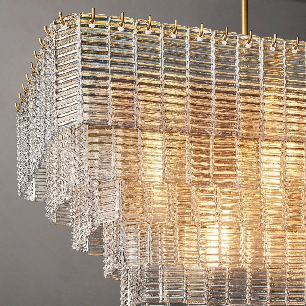 Samurai Clear Rectangle Chandelier 59"W
