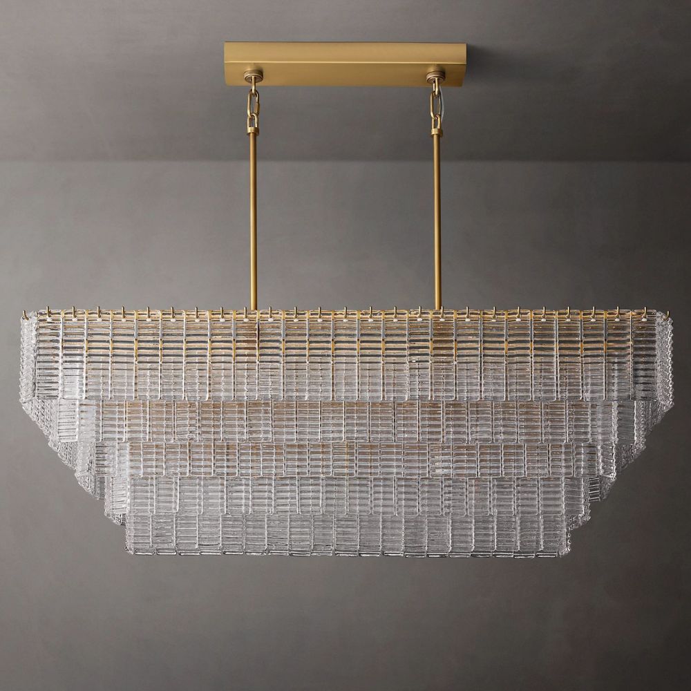 Samurai Clear Rectangle Chandelier 59"W