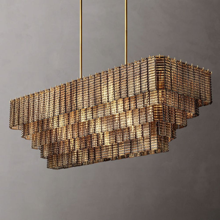 Samurai Smoke Rectangle Chandelier 59"W