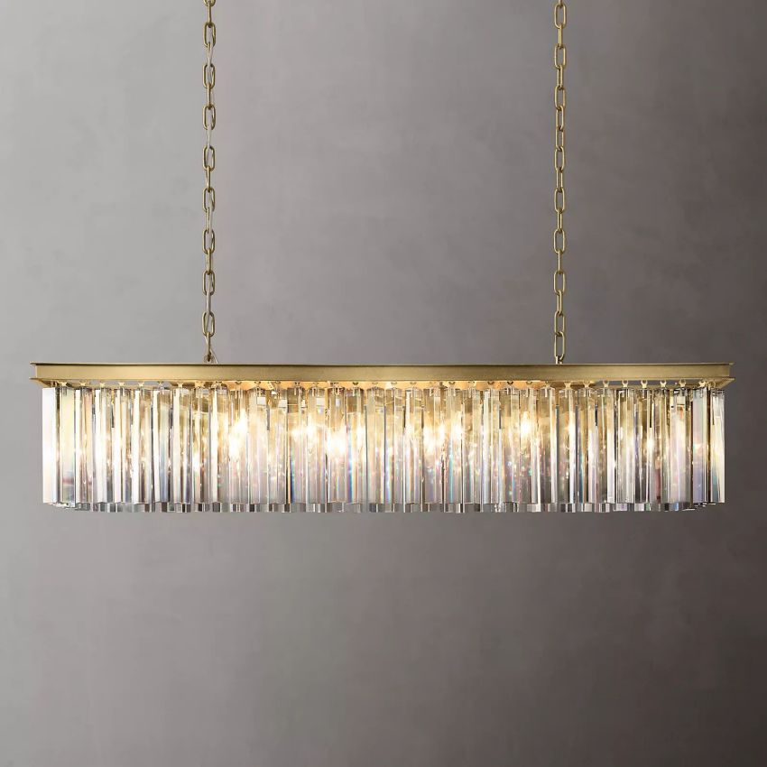 Ryan Triangular Crystal Linear Chandelier 49"W