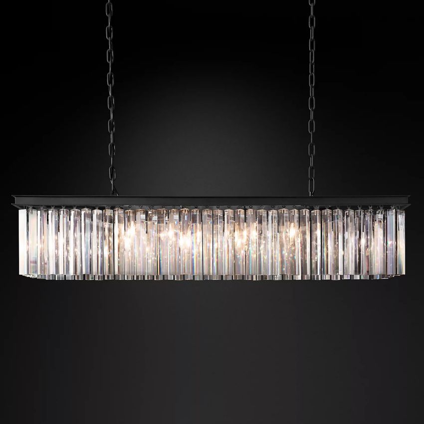 Ryan Triangular Crystal Linear Chandelier 49"W