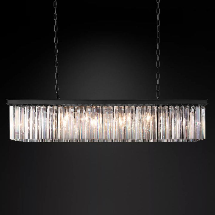 Ryan Triangular Crystal Linear Chandelier 49"W