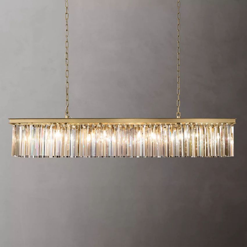 Ryan Triangular Crystal Linear Chandelier 60"W