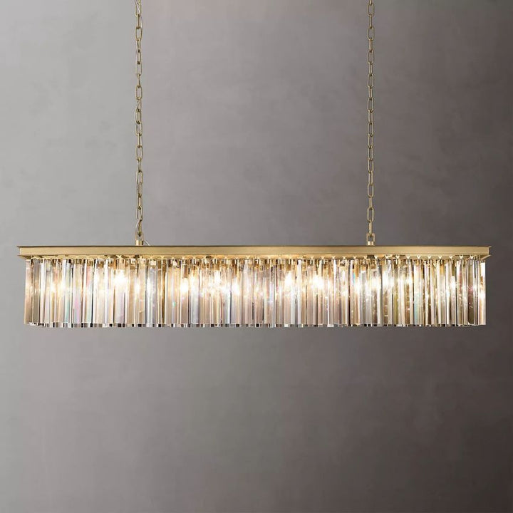 Ryan Triangular Crystal Linear Chandelier 60"W