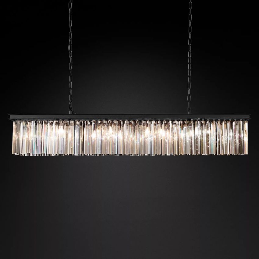 Ryan Triangular Crystal Linear Chandelier 60"W