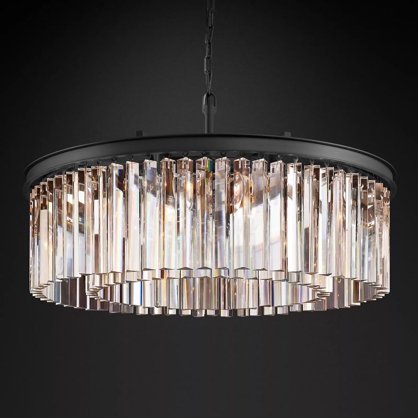 Ryan Round Triangular Crystal Chandelier 32"D