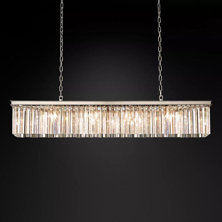 Ryane Triangular Crystal Rectangle Chandelier 60"