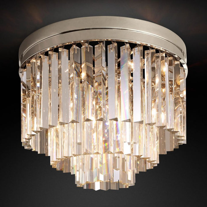 Ryan Tiered Triangular Crystal Flushmount 20"D