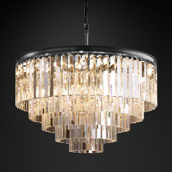 Ryan Tiered Round Triangular Crystal Chandelier 32"D