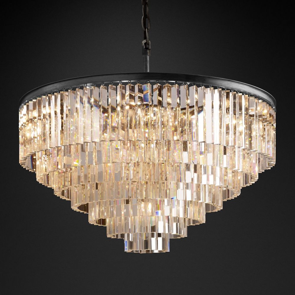 Ryan Tiered Round Triangular Crystal Chandelier 44"D